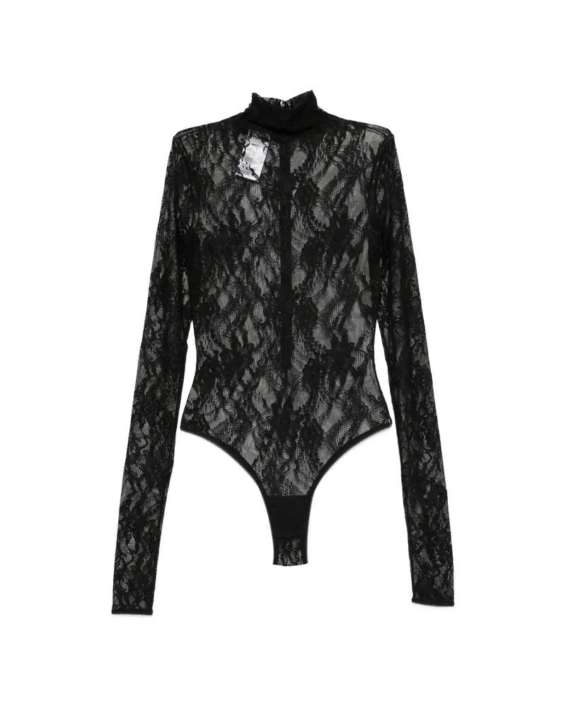 ANDAMANE Ziggy Lace-patterned High-neck Bodysuit Black