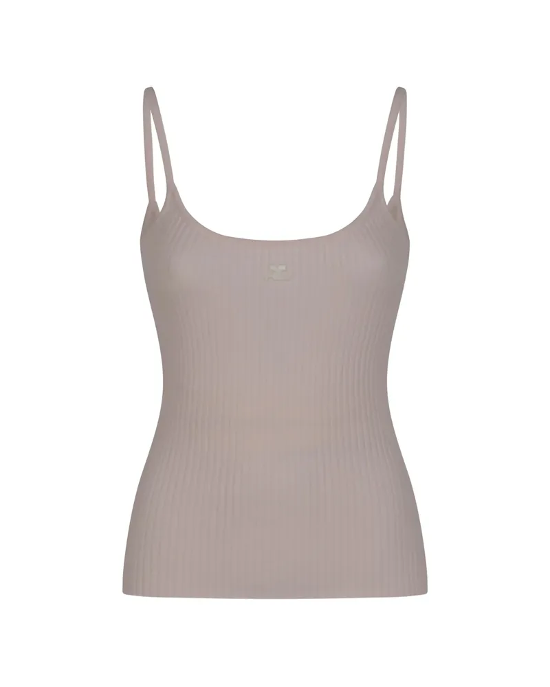 Courrèges Ribbed Logo-detail Top Pink