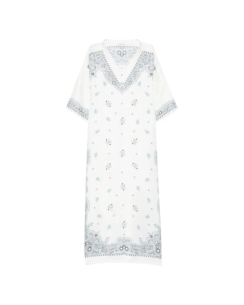 Ferragamo Paisley-print V-neck Midi Dress White