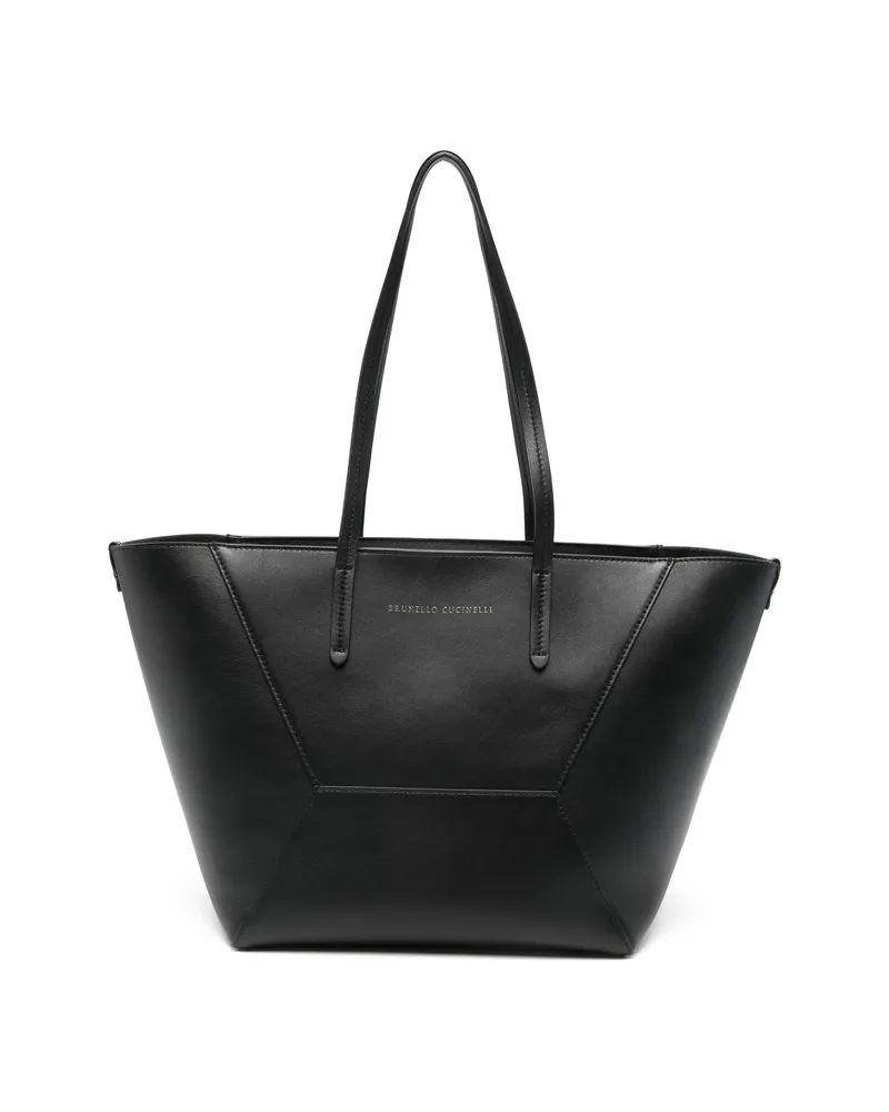 Brunello Cucinelli BC Duo Logo Tote Bag Black