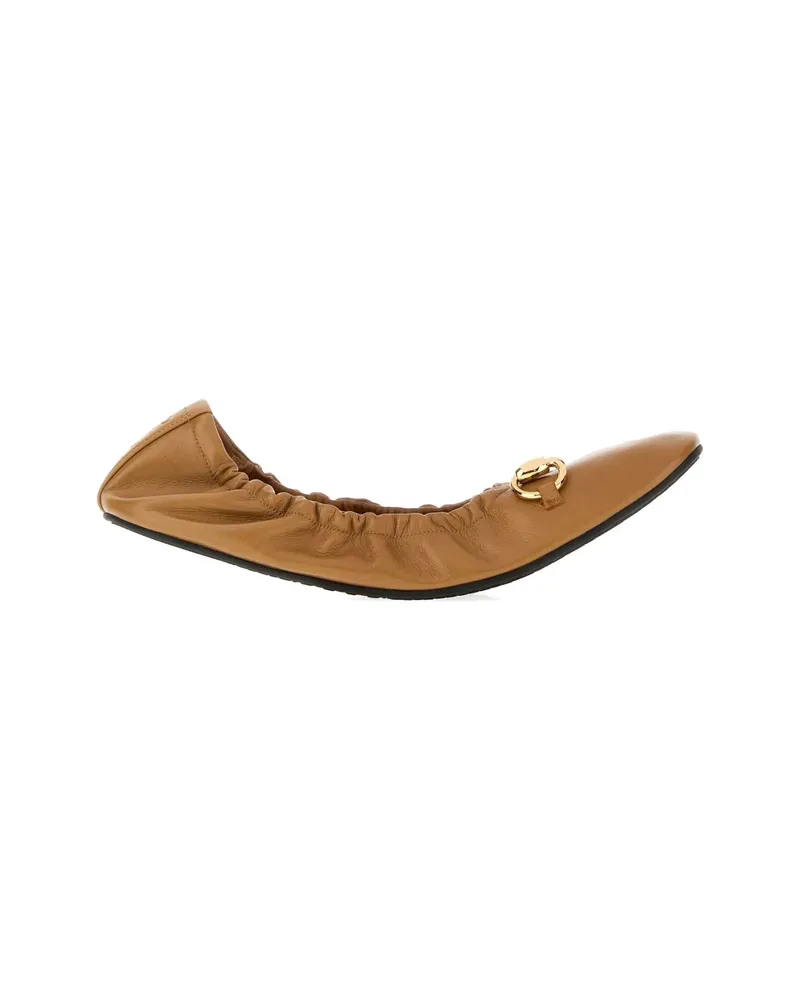 Gucci Prima Horsebit-detail Ballet Flats Brown