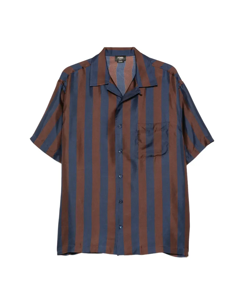 Fendi Short-sleeve Silk Shirt Blue