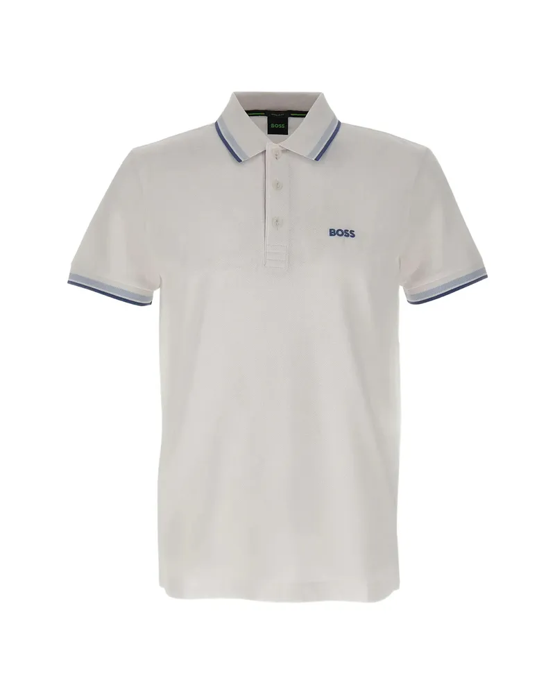 HUGO BOSS Striped-trim Pique Polo Shirt White
