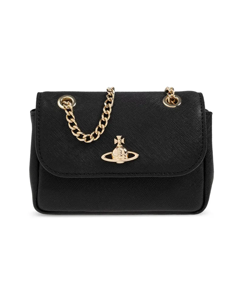 Vivienne Westwood Victoria Leather Shoulder Bag Black