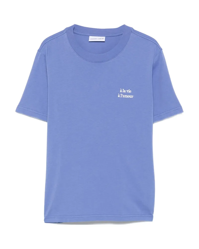Maison Labiche Embroidered-detail Cotton T-shirt Blue