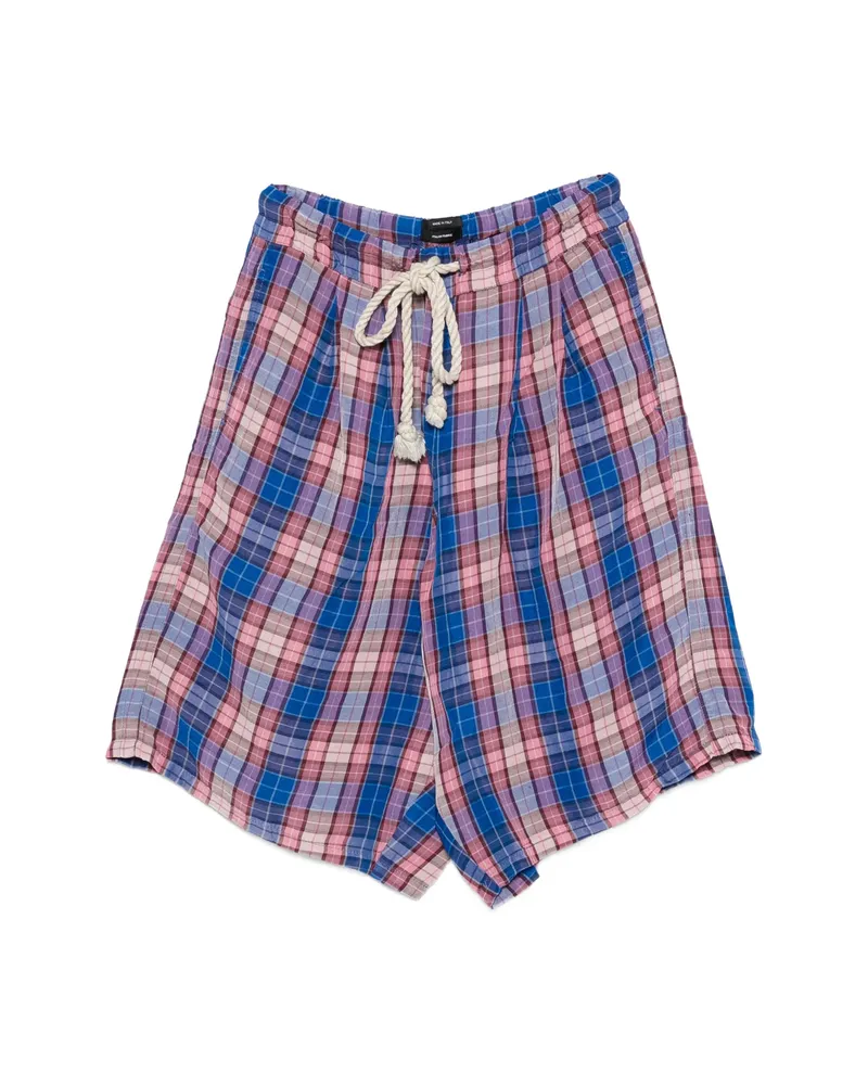 R13 Plaid Drawstring Shorts Blue