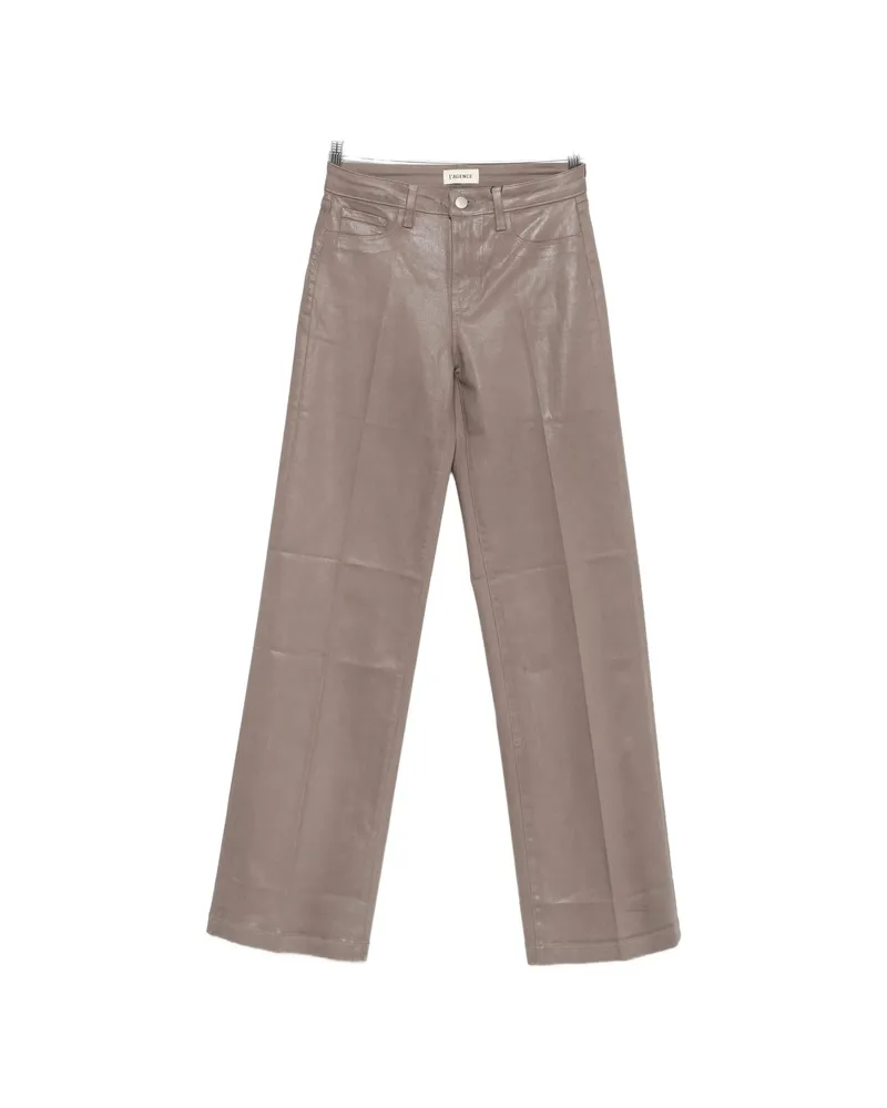 L'Agence Cçayton Coated Wide-leg Jeans Grey