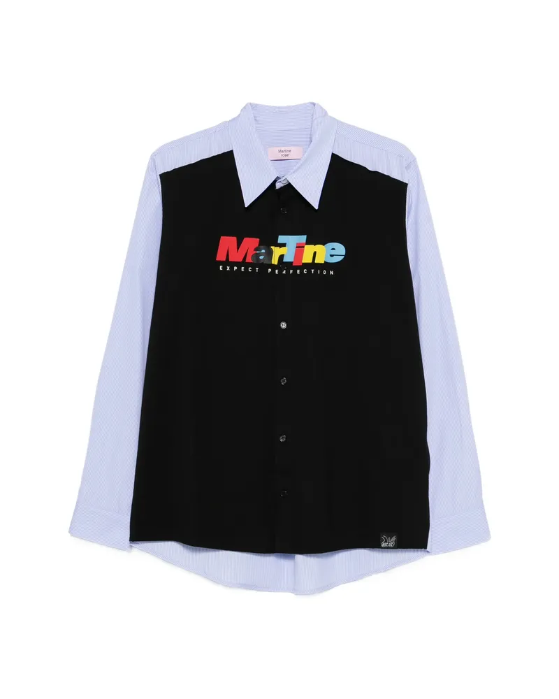 Martine Rose Stripe Logo Polo Shirt Blue