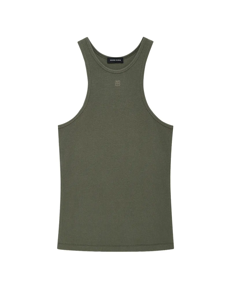 Anine Bing Cole Ribbed Tank Top Green