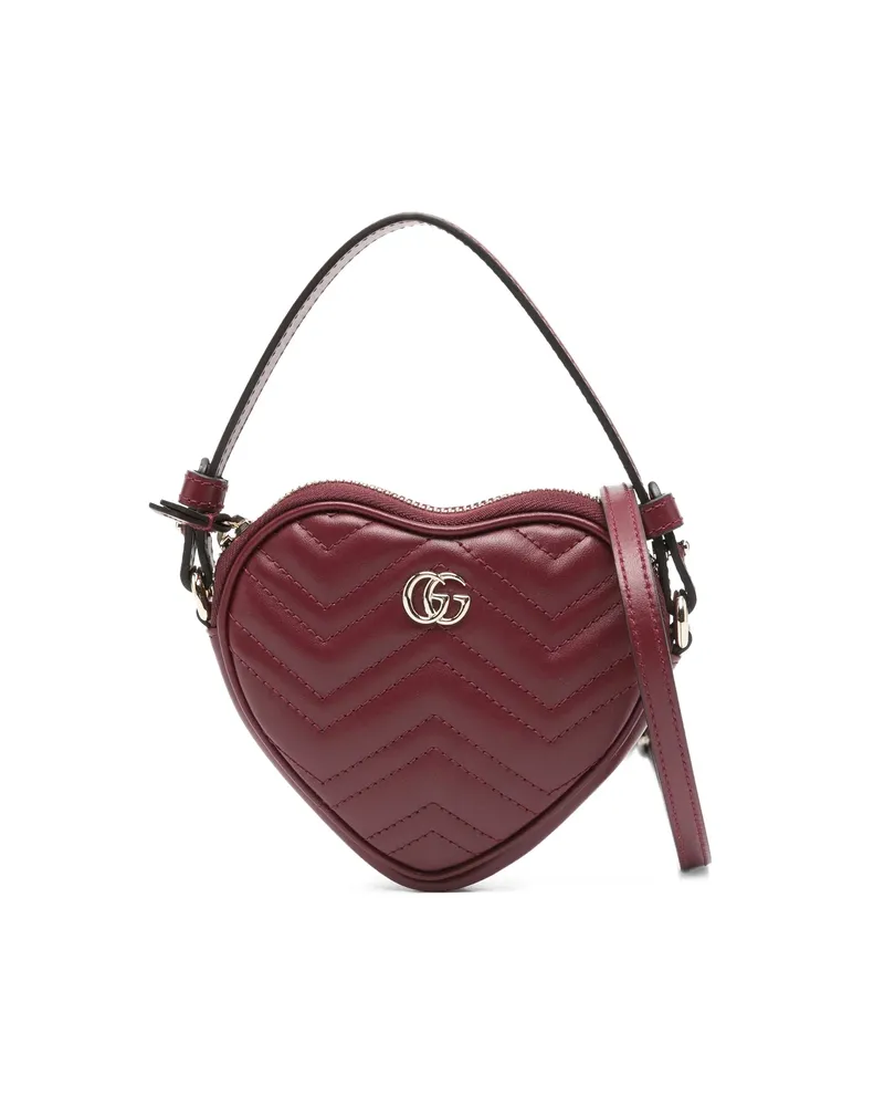 Gucci Mini GG Marmont Heart-shaped Tote Bag Red