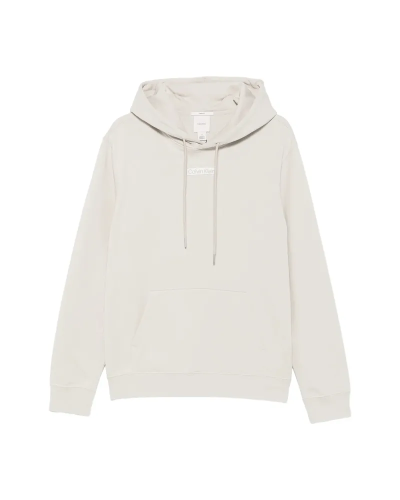 Calvin Klein Logo-patch Drawstring Hoodie Neutrals