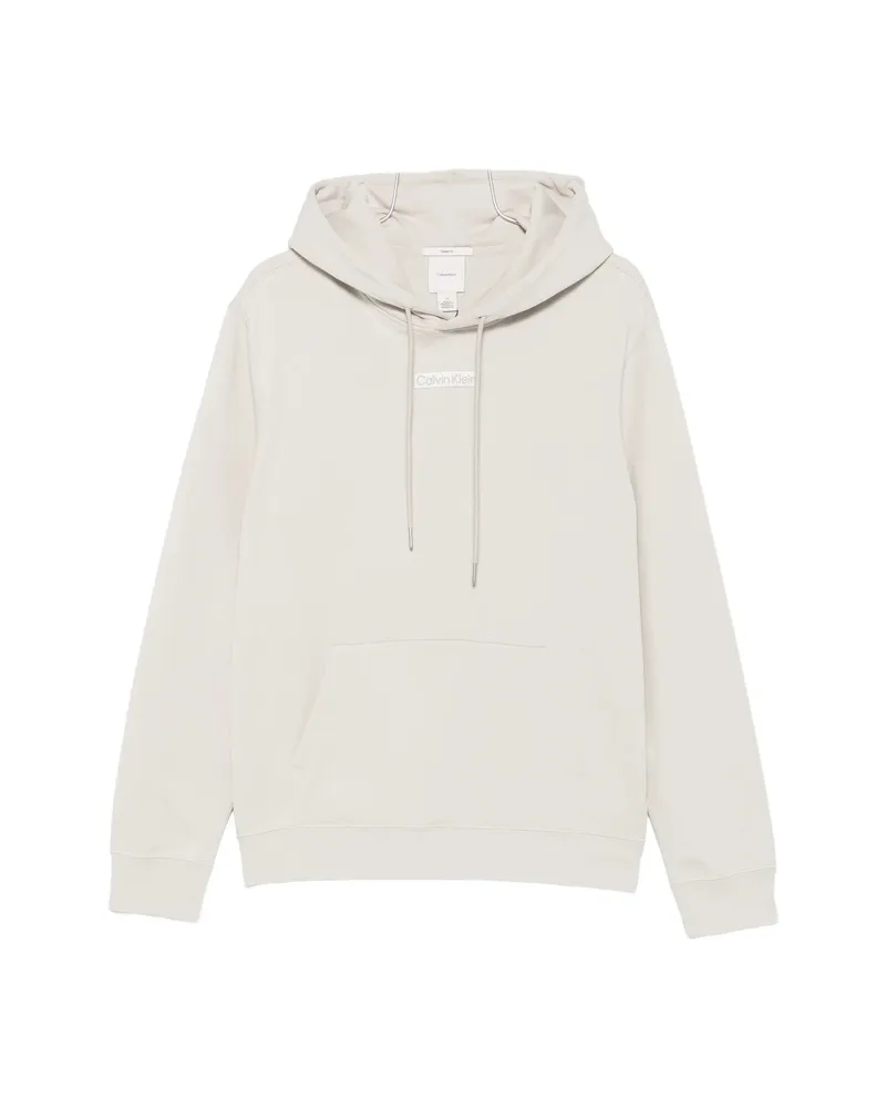 Calvin Klein Logo-patch Drawstring Hoodie Neutrals