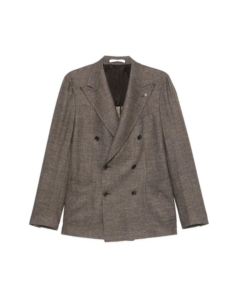 Tagliatore Double-breasted Checked Blazer Brown