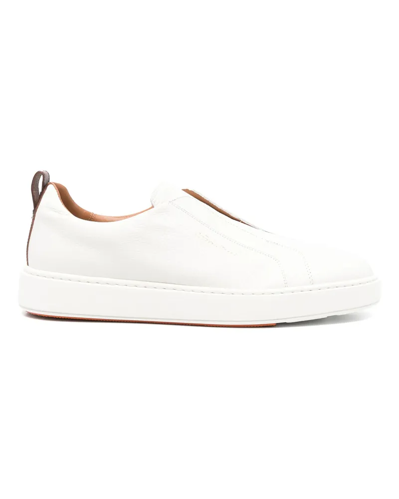 Santoni Logo-print Leather Sneakers Neutrals