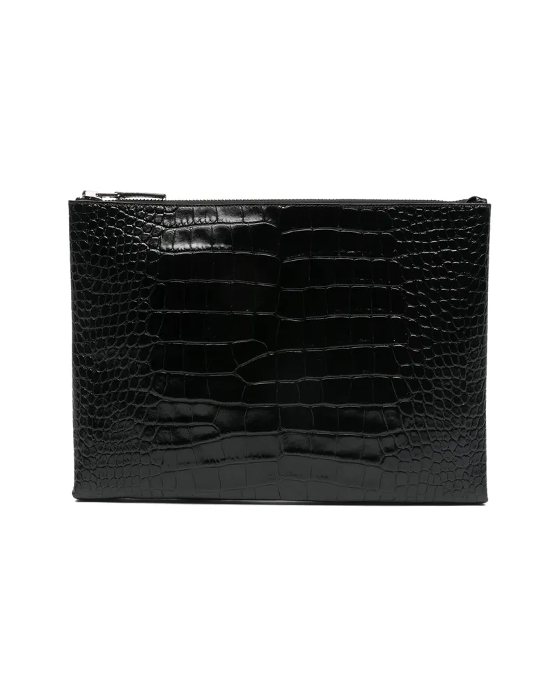 Tom Ford Textured Zip-closure Clutch Bag Black
