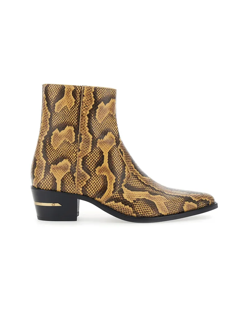 Amiri Python Embossed Ryder Boots Brown
