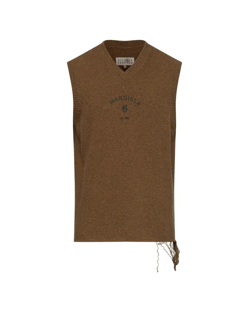Maison Margiela Distressed V-neck Sweater Green