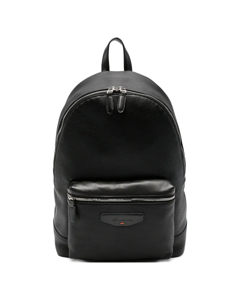 Santoni Leather Backpack Black