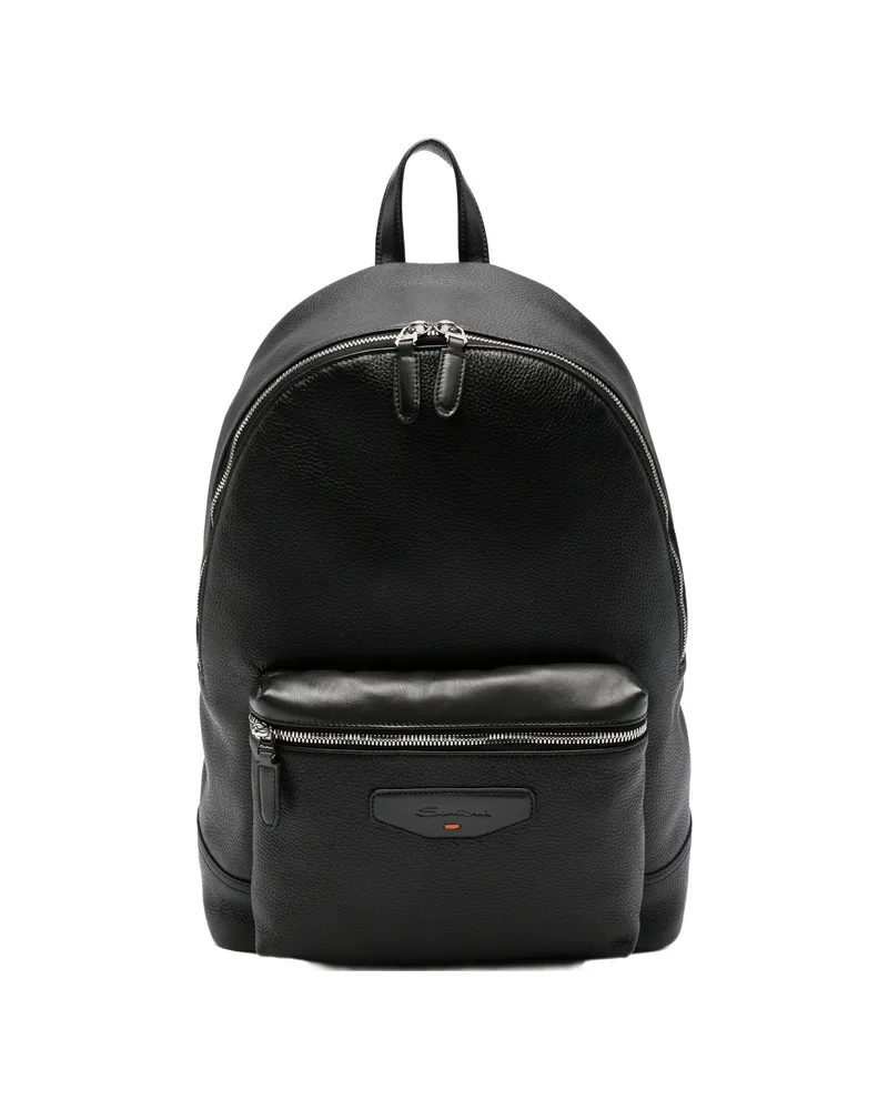 Santoni Leather Backpack Black