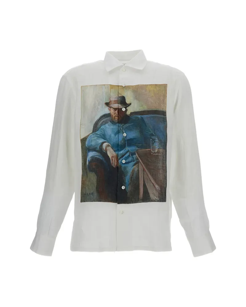 Junya Watanabe Graphic-print Linen Shirt White
