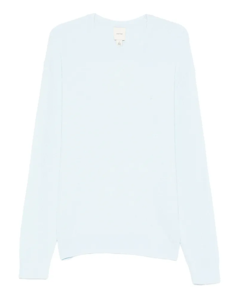 Calvin Klein Crew-neck Textured Sweater Blue