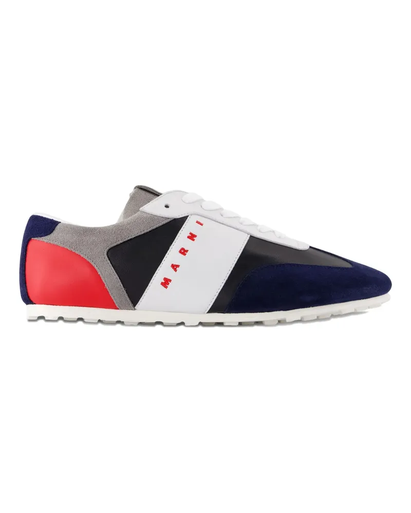 Marni Softy Calfskin Panelled Sneakers Blue