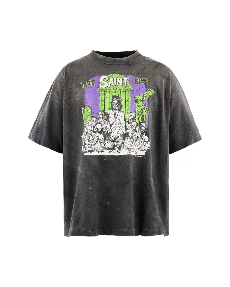 SAINT MXXXXXX Love Sick Graphic-print T-shirt Grey