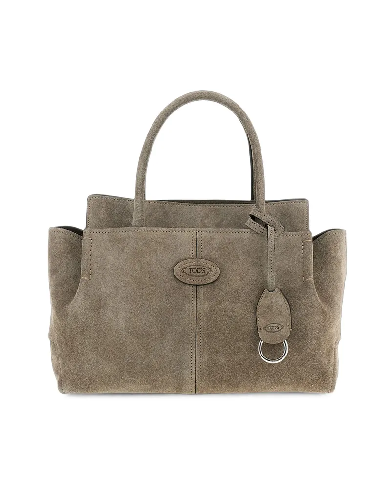 TOD'S Logo-patch Suede Tote Bag Grey