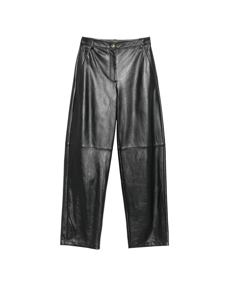 Max Mara Legno Wide-leg Leather Trousers Black