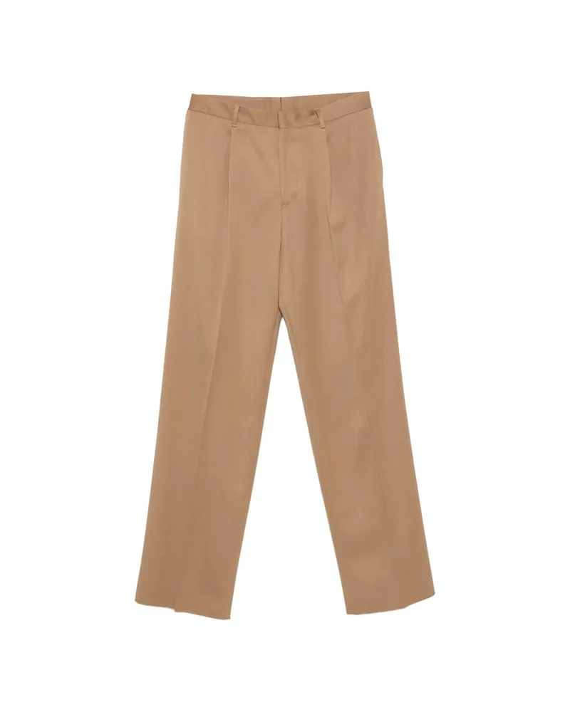 LARDINI Pleated Straight-leg Trousers Neutrals