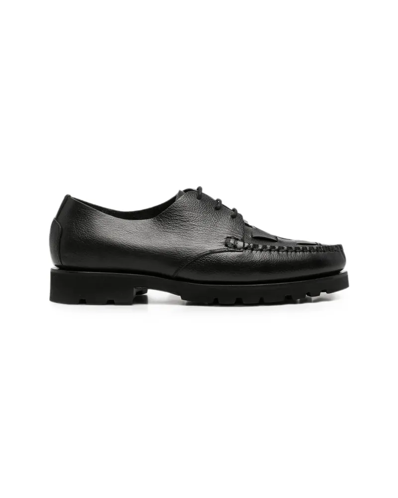 HEREU Woven-panel Lug-sole Derby Shoes Black