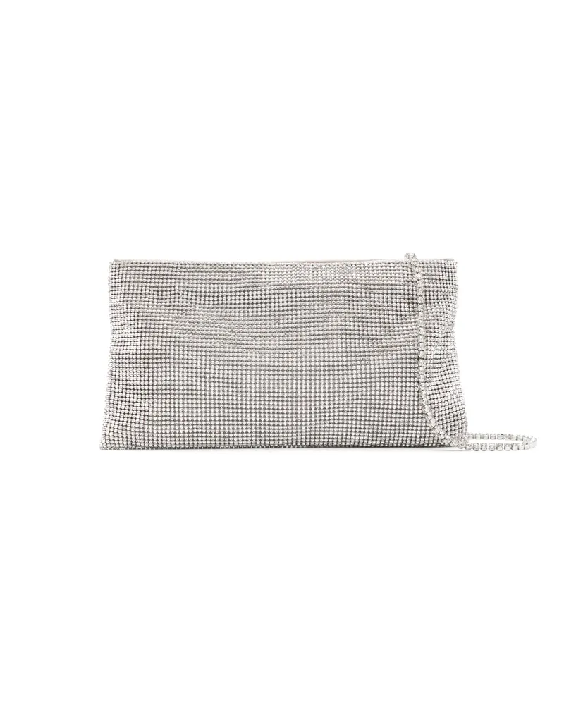 Benedetta Bruzziches Your Best Friend Rhinestoned Clutch Silver