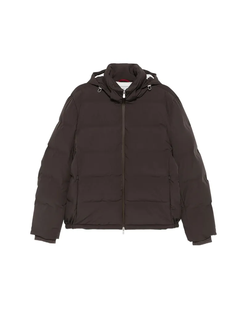 Brunello Cucinelli Hooded Puffer Jacket Brown