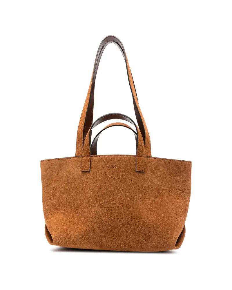 A.P.C. A. p.c. Logo-embossed Suede Tote Bag Brown