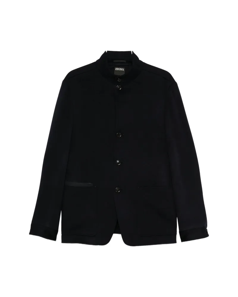 Ermenegildo Zegna Mandarin-collar Patch-pocket Jacket Black
