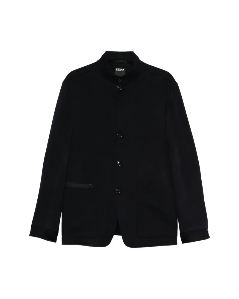 Ermenegildo Zegna Mandarin-collar Patch-pocket Jacket Black
