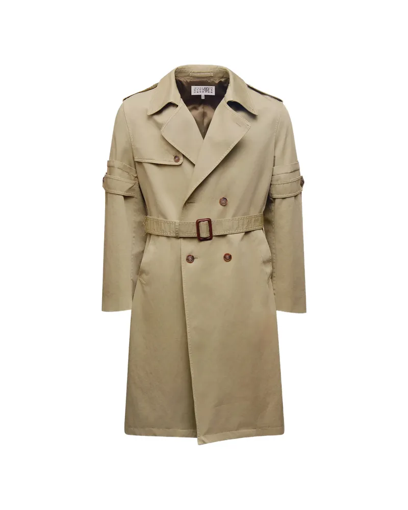 Maison Margiela Double-breasted Overdyed Trench Coat Neutrals