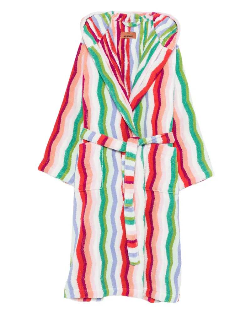 Missoni Home Hooded Stripe-pattern Bath Robe White