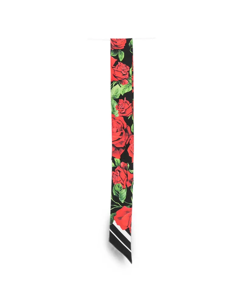 Dolce & Gabbana Rose-print Silk Twill Bandeau Black