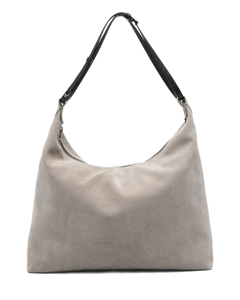 Brunello Cucinelli Suede Shoulder Bag Grey