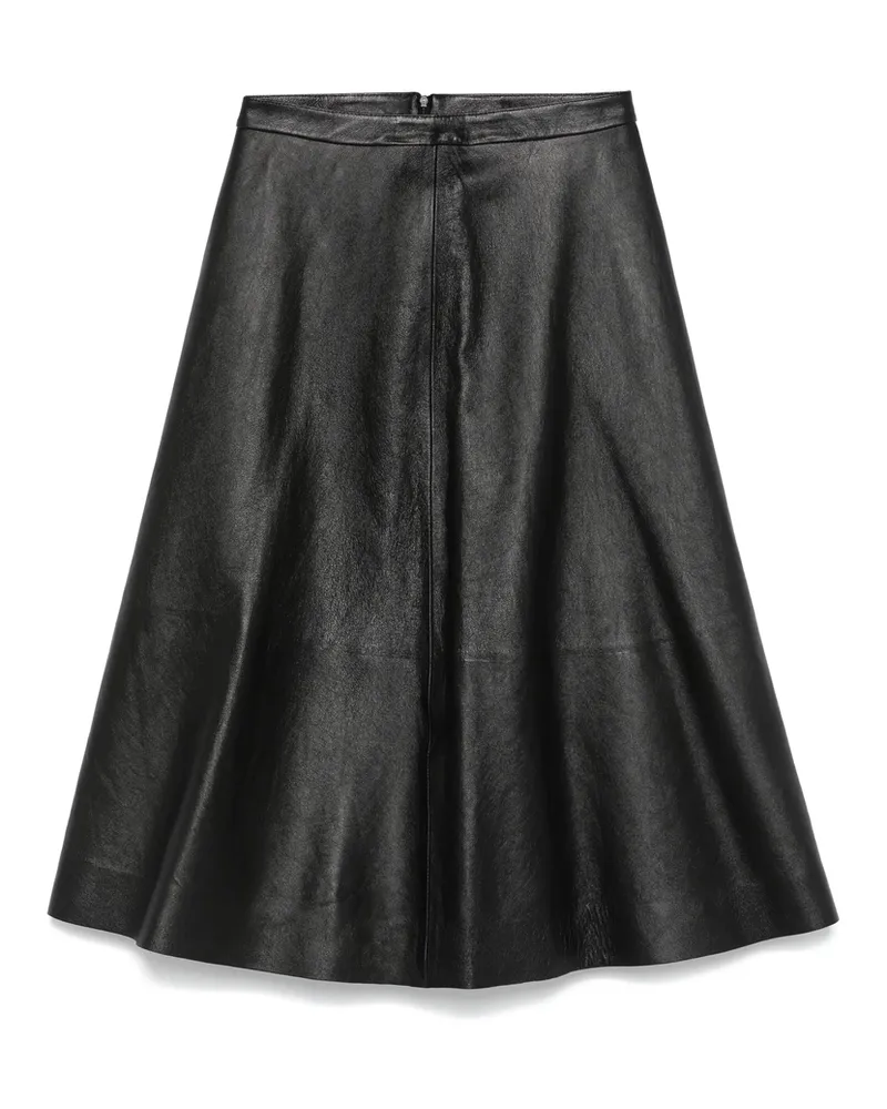Balenciaga Leather Midi Skirt Black