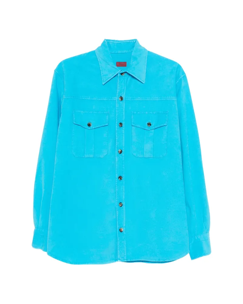 Isaia Flap-pocket Shirt Blue