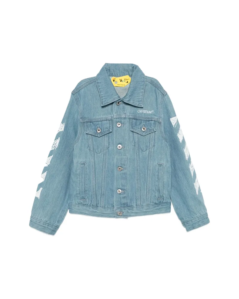 OFF-WHITE Printed Denim Jacket Blue