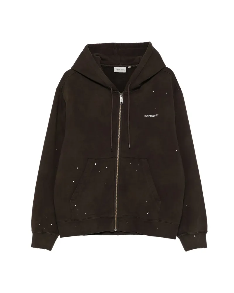 Carhartt WIP Paint-splatter Zip-up Hoodie Brown