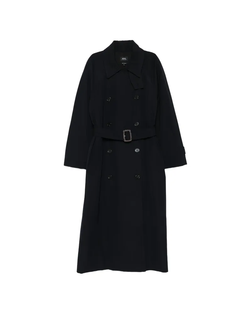 A.P.C. A. p.c. Belted Double-breasted Trench Coat Blue