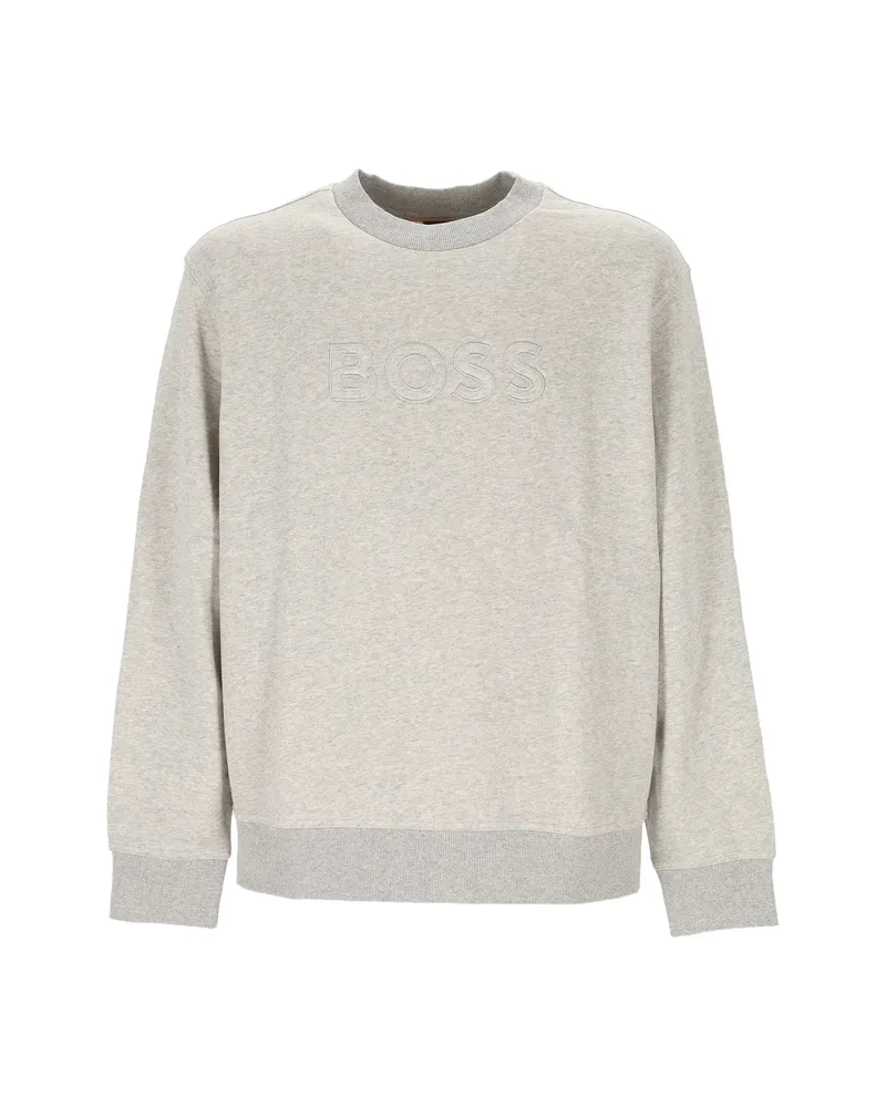 HUGO BOSS Logo-embroidered Cotton Sweater Grey