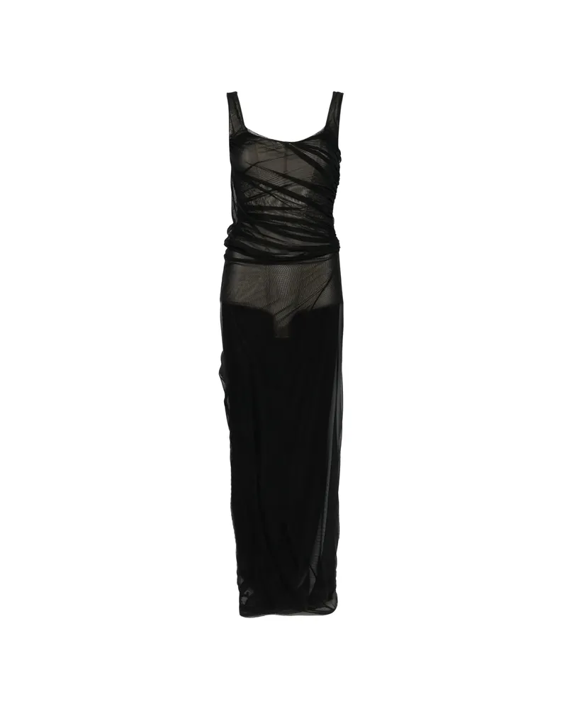 ATTICO Ruched Sheer-mesh Maxi Dress Black