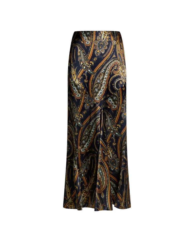 Etro SILK-BLEND SATIN MAXI SKIRT WITH PAISLEY PRINT Blue