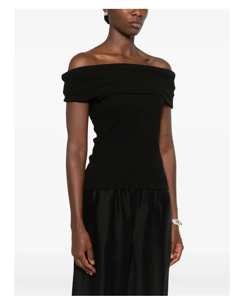 Gestuz Drew Off-shoulder Ribbed-knit Top Black