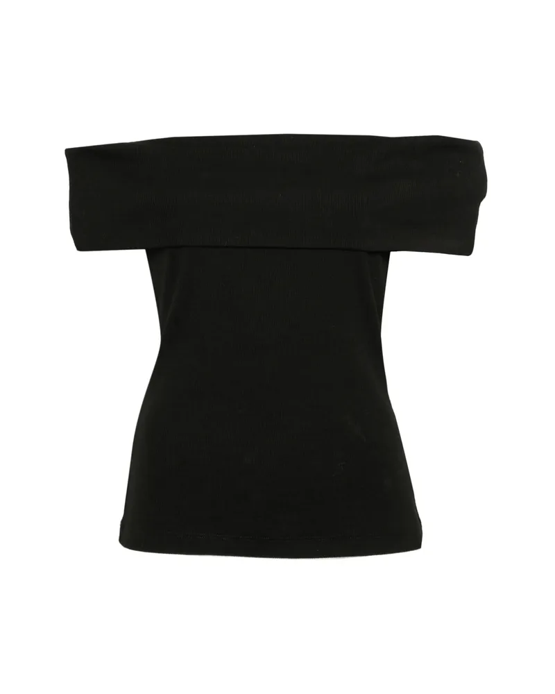 Gestuz Drew Off-shoulder Ribbed-knit Top Black